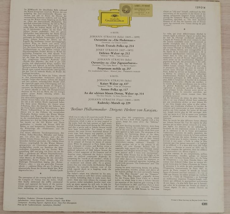 Nad Pięknym Modrym Dunajem płyta winylowa 1967  Filharmonicy Berlińscy