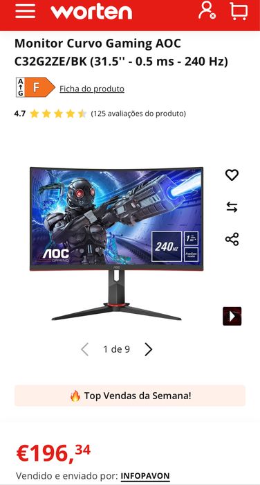 Monitor Curvo Gaming AOC