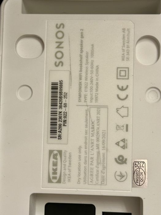 2x IKEA Gen. 2 Symfonisk głośniki Stereo Wi-Fi biały półkowy SONOS Air