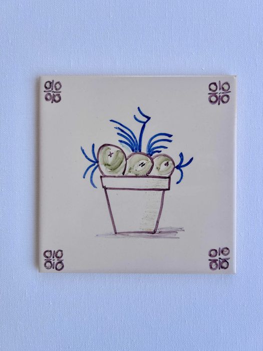 Azulejo artesanal, vaso de frutas