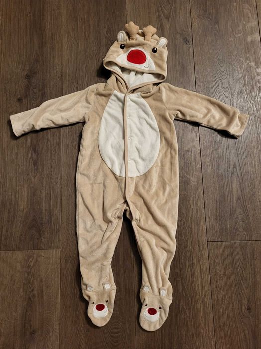 Kombinezon r. 80-86 polarowy ze stópkami renifer mięciutki jak nowy