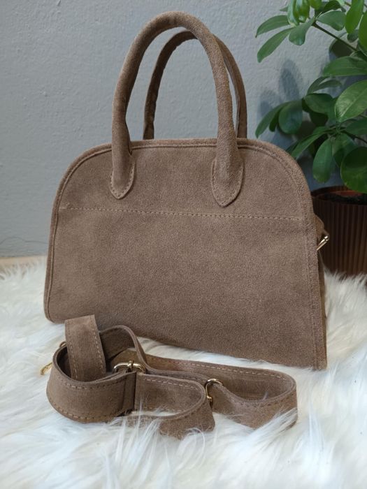 Torebka shopper zamsz skora włoska