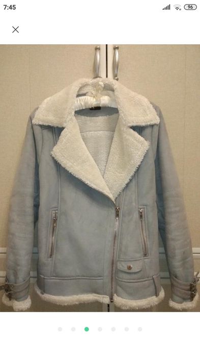 Дублёнка куртка серая авиатор пилот