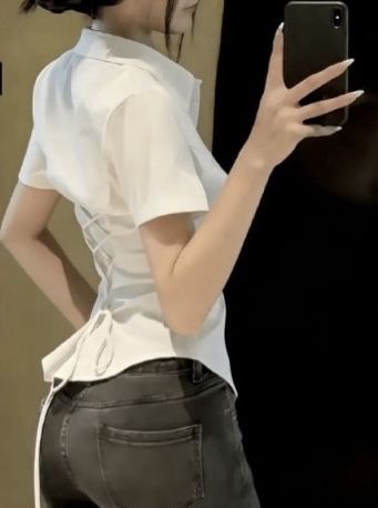 Корсетная рубашка  с завязками  modern chic ,fashion street