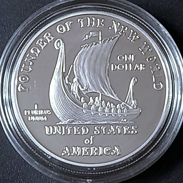 Набір! Долар США " Лейф Еріксон" 2000р. 1000 крон Ісландія. СРІБЛО.