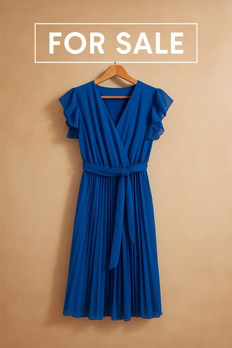 Niebiesko-kobaltowa sukienka na lato zwiewna