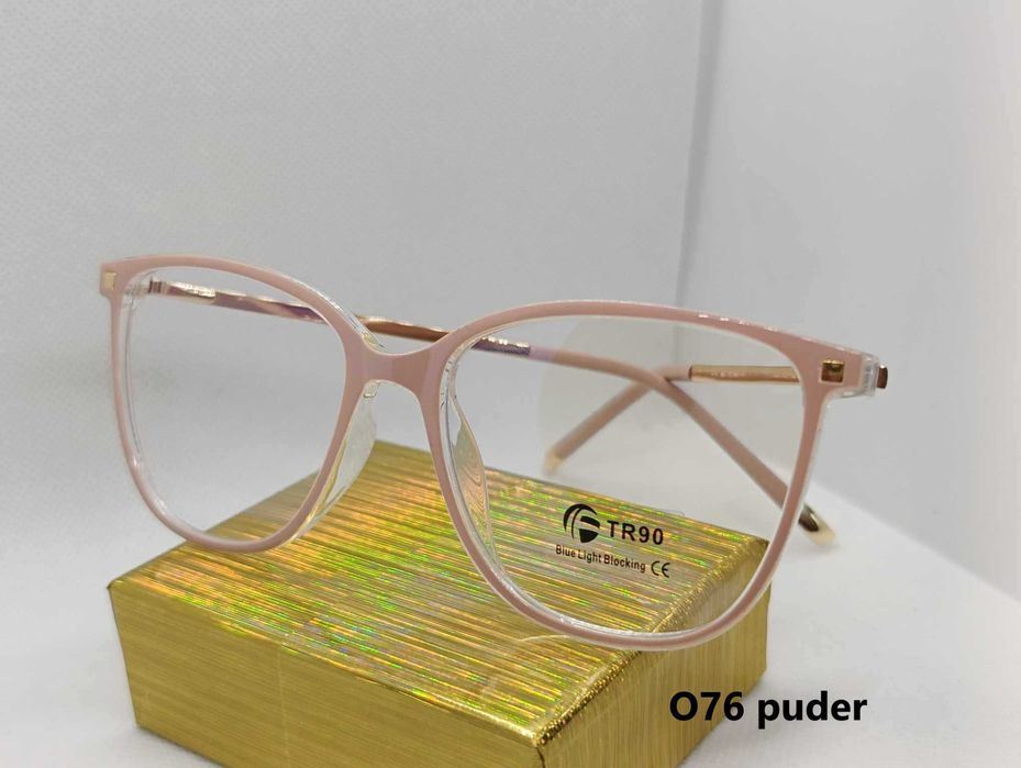 Okulary Zerówki Damskie Blue Light Pudrowe