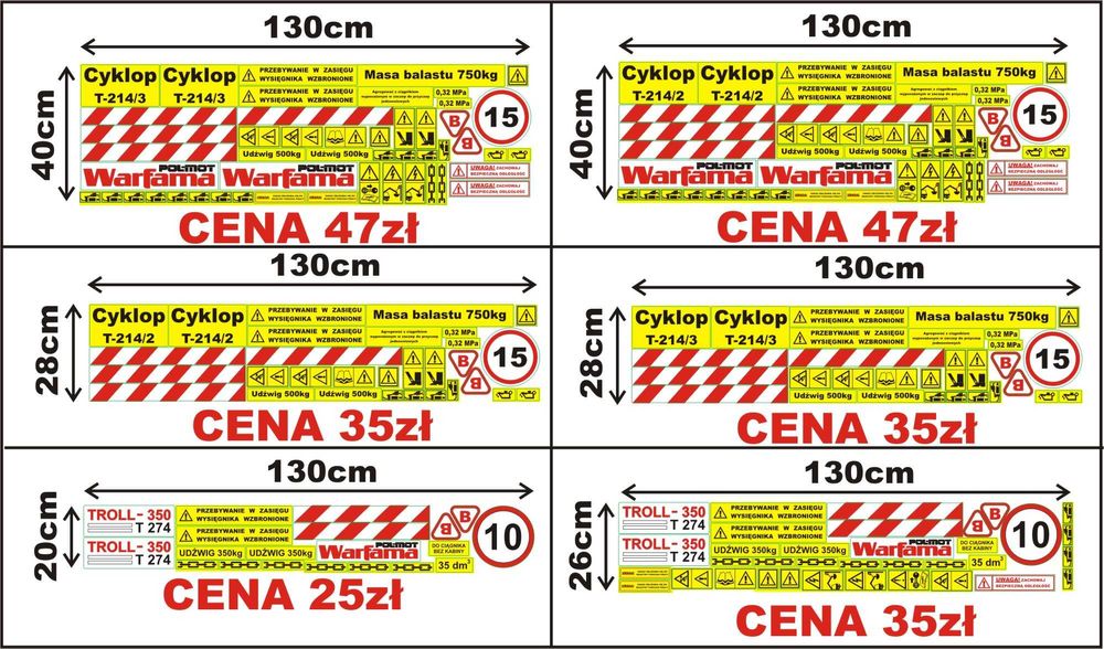 NAKLEJKI Poznaniak Ursus Bizon ZO56 ZO58 Cyklop Troll Piast Siewnik