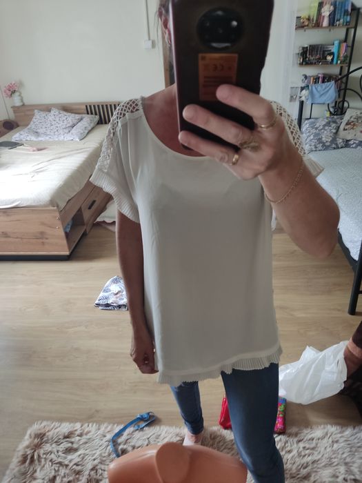 Bluzka damska koszulka Liu jo M L oversize koronka