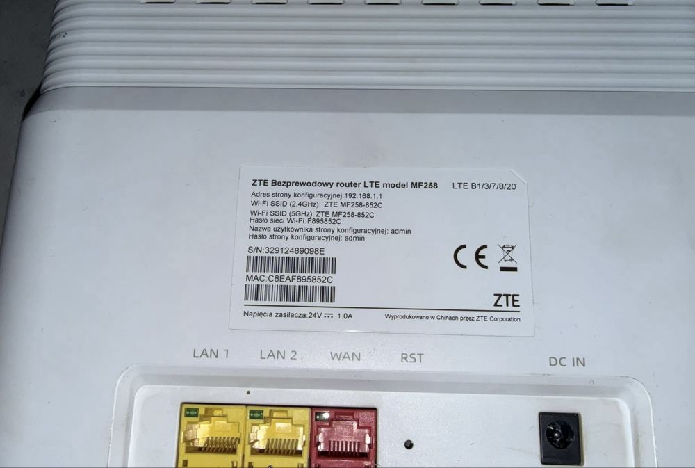 Router LTE ZTE MF258 – kompletny zestaw, w pełni sprawny