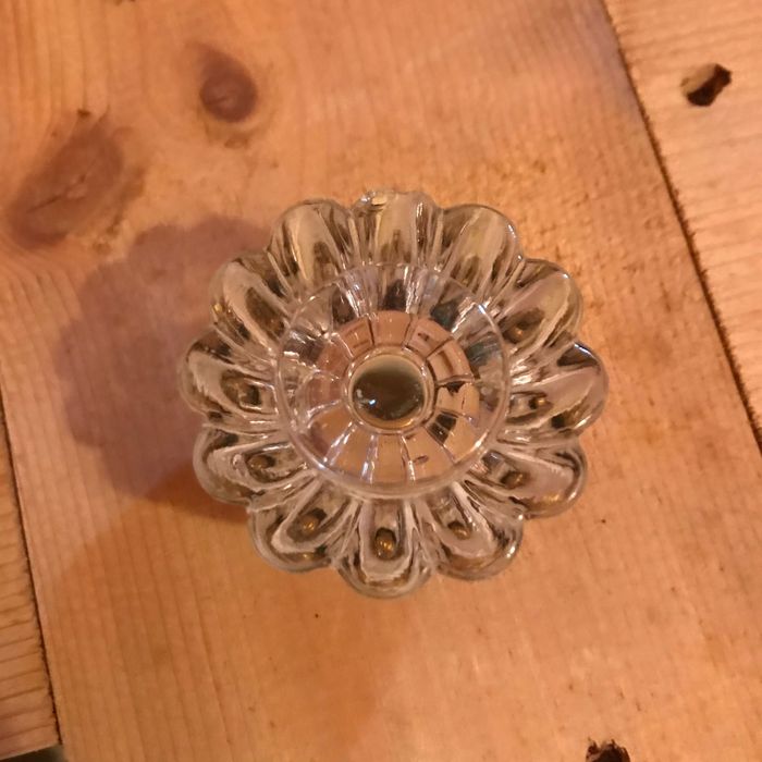 Tinteiro de secretaria antigo vidro e latão