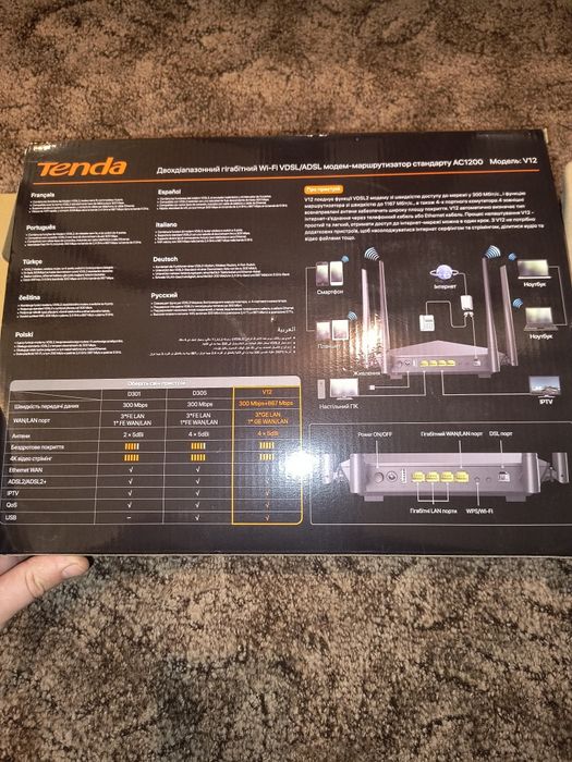 Роутер Tenda v12 AC1200 VDSL Укртелеком