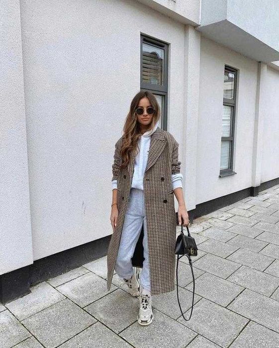 Płaszcz Zara wełna wełniany krata kratka szeroki oversize rozm XS-S