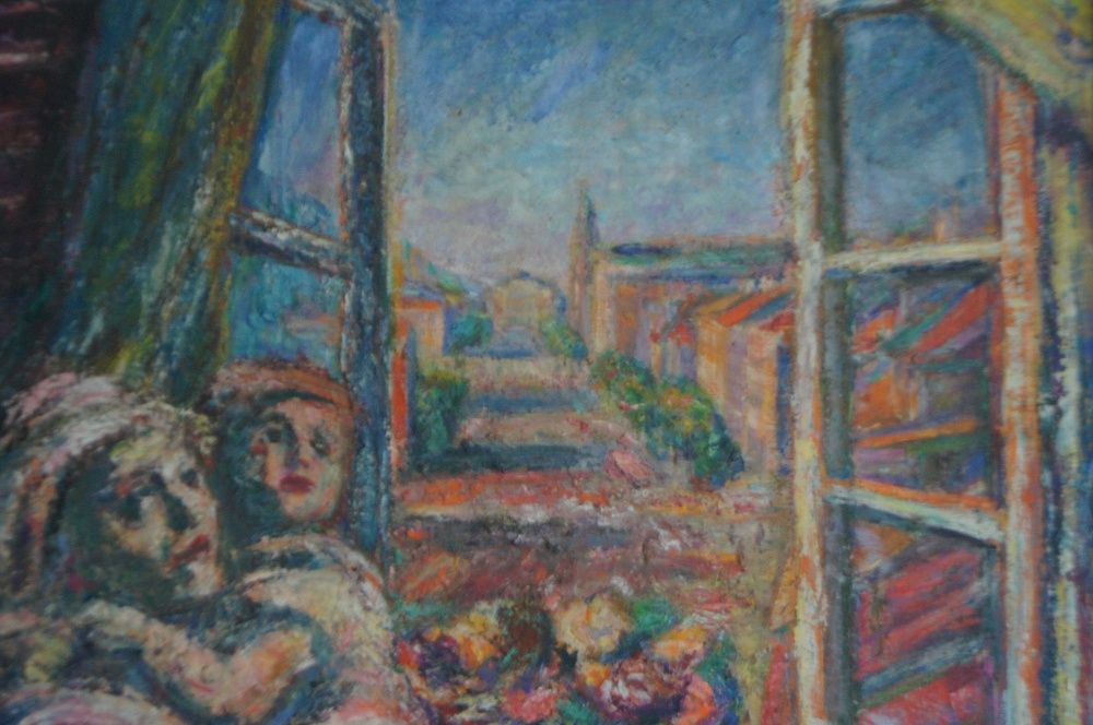 Jan Chrzan, Kobieta przy oknie na tle warszawskiego Starego Miasta