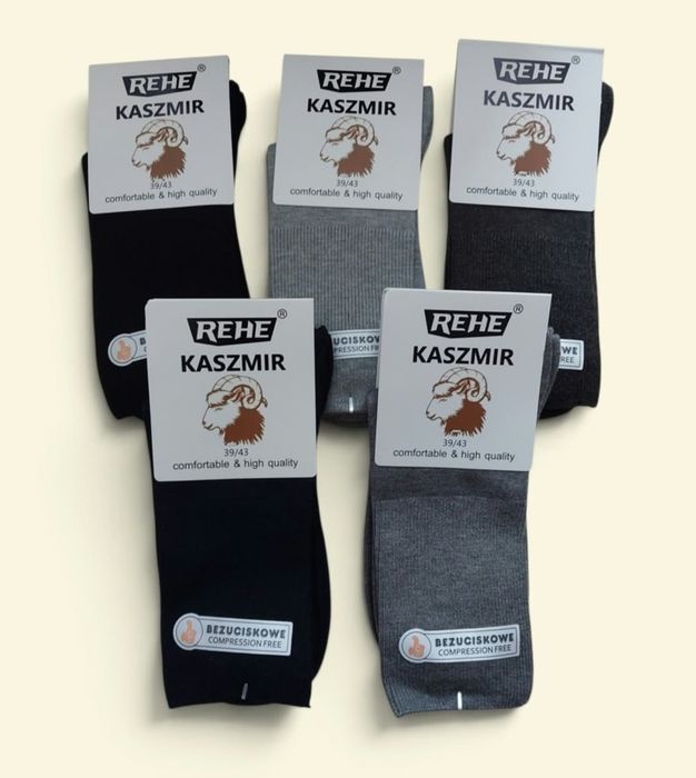 Bezuciskowe skarpety męskie Kaszmirowe