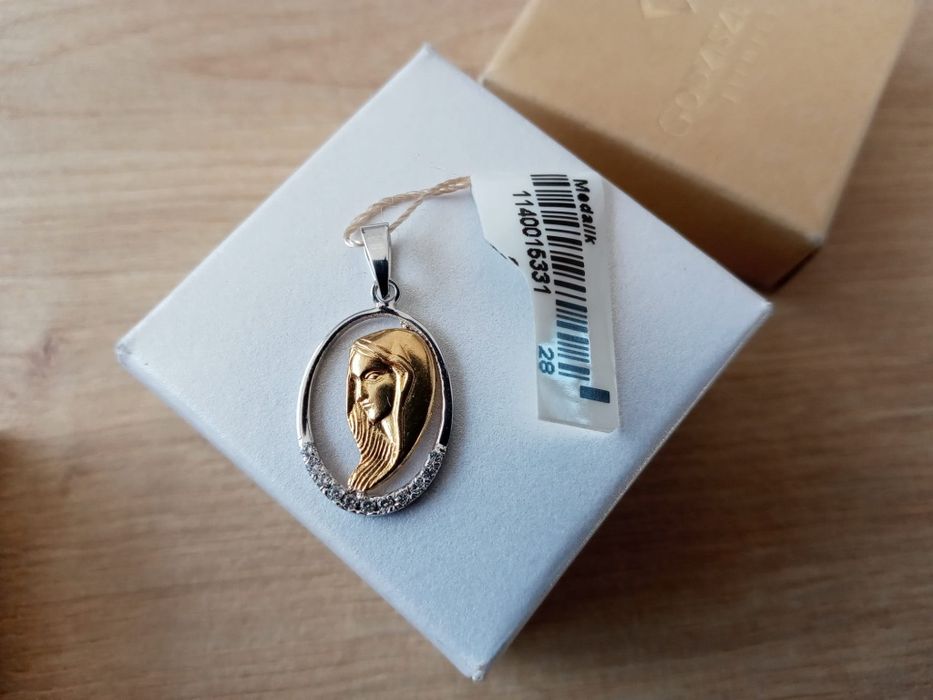 Nowa złota zawieszka medalik.