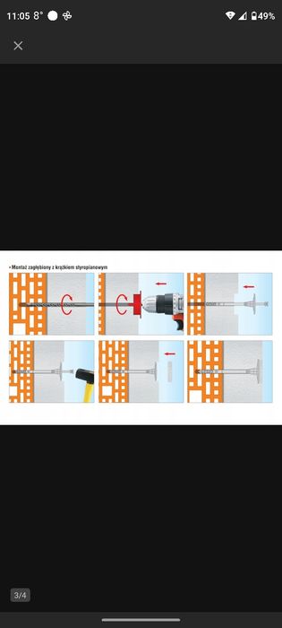 Kołki do styropianu 22 cm łączniki izolacjiI 100szt
