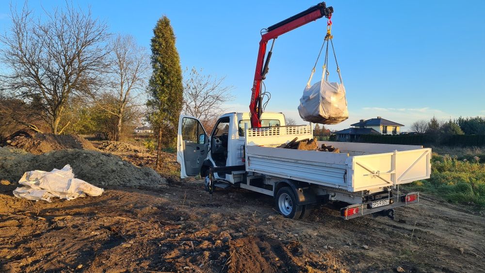 Usługi Dźwig hds transport wywóz gruzu ziemi liści gałęzi big bag wore