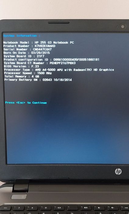 Laptop 255 G3, AMD A4, 4GB RAM, 500GB, Windows 10,  DVD