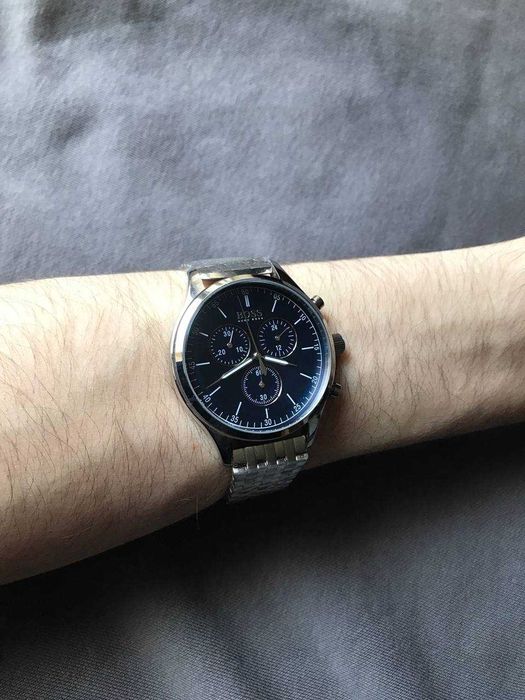 Hugo Boss Companion 1513653 - чоловічий хронограф, синій циферблат, сталь 44 мм