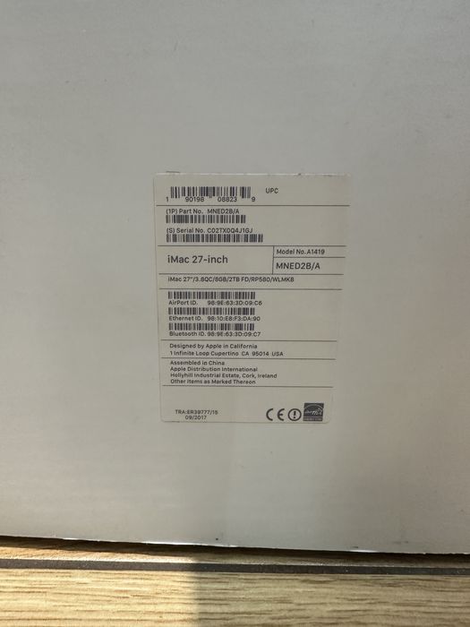 Apple iMac 27 2017 i5 3,8GHz / 24 DDR4 / 2TB