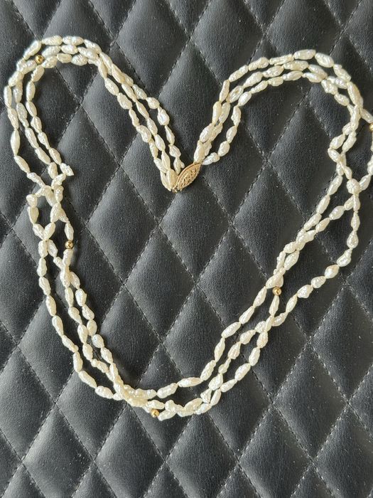 Буси:річкові перли та золото 585.вінтаж