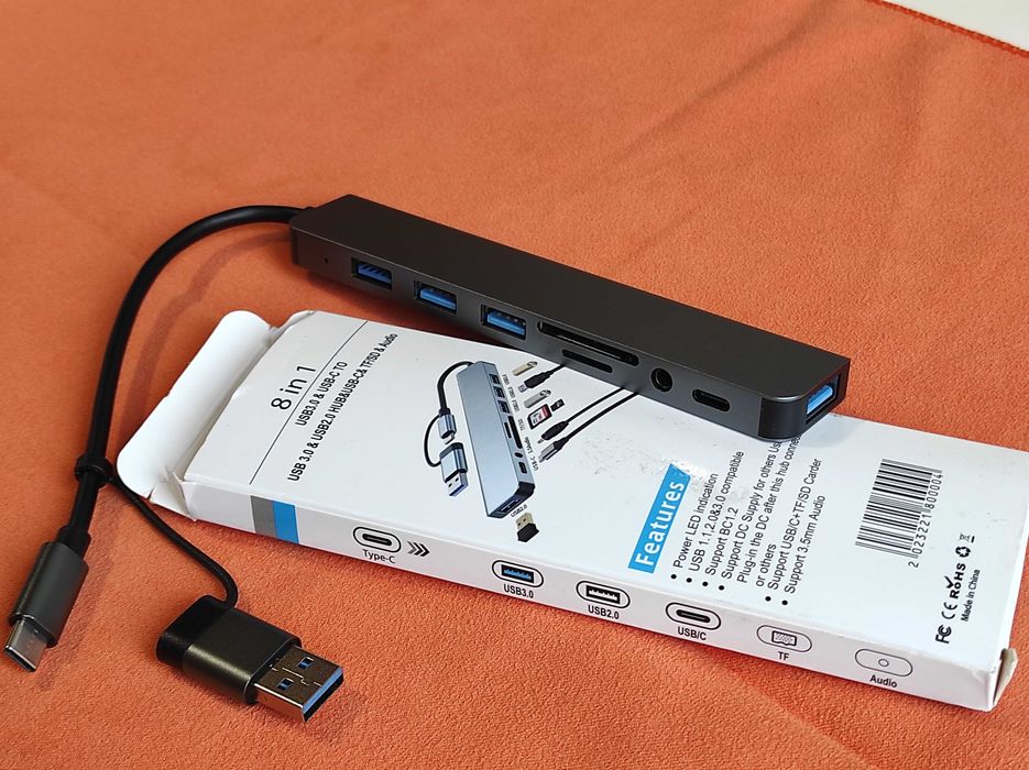 USB-хаб Type C/USB3.0 -> 5xUSB+Cardreader microSD+SD/MMC+audio карта