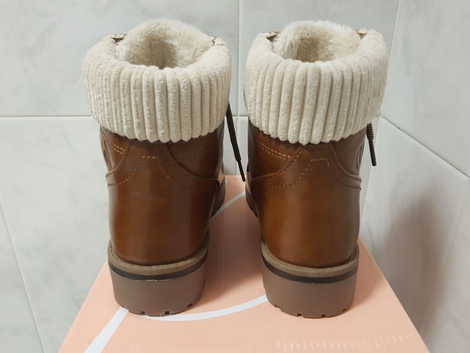 Botas chuva mulher pele forradas estilo Levis Timberland - Novas