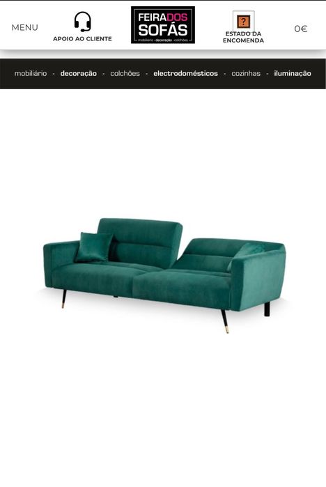 Sofá cama veludo verde feira dos sofás