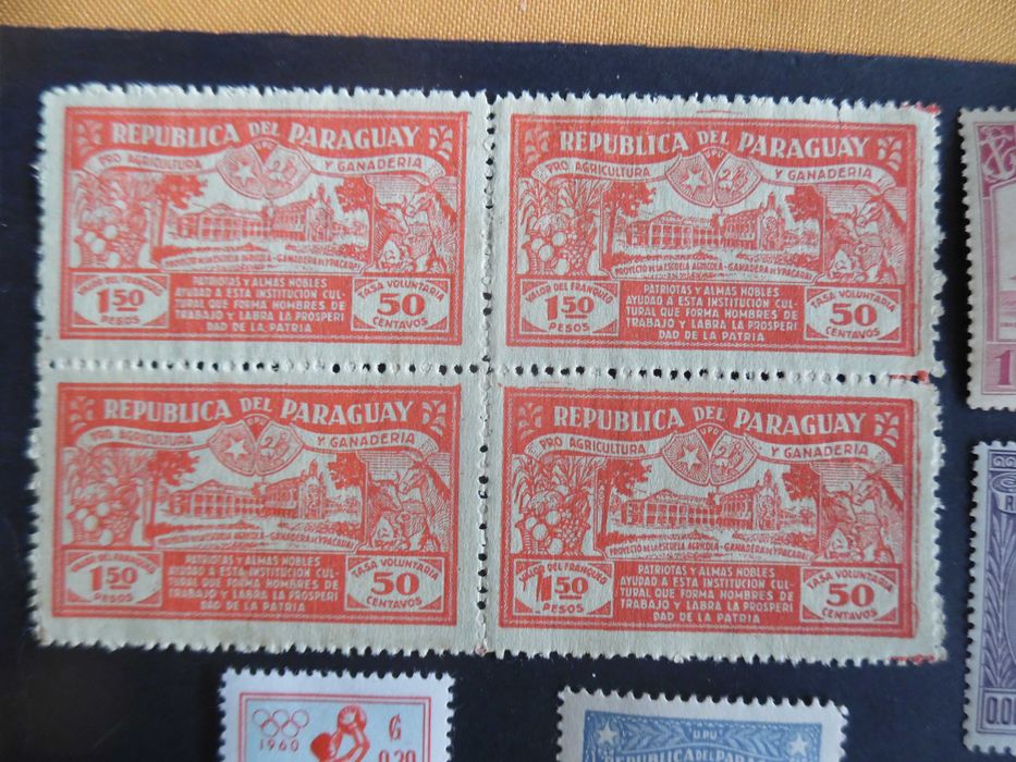 Selos Paraguai- Lote de selos Clássicos com Bloco