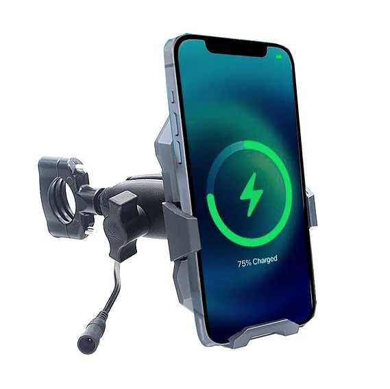 Антивібраційний тримач телефону на мотоцикл Бездротова 15W Металевий