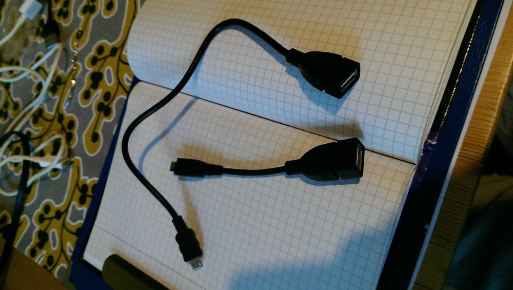 Przewód Host USB żeński- micro USB męski, 12 cm, 27 cm, 2 sztuki;