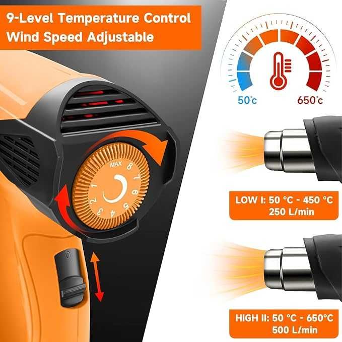 2000 W Profesjonalna Opalarka 9 poziomów regulacji