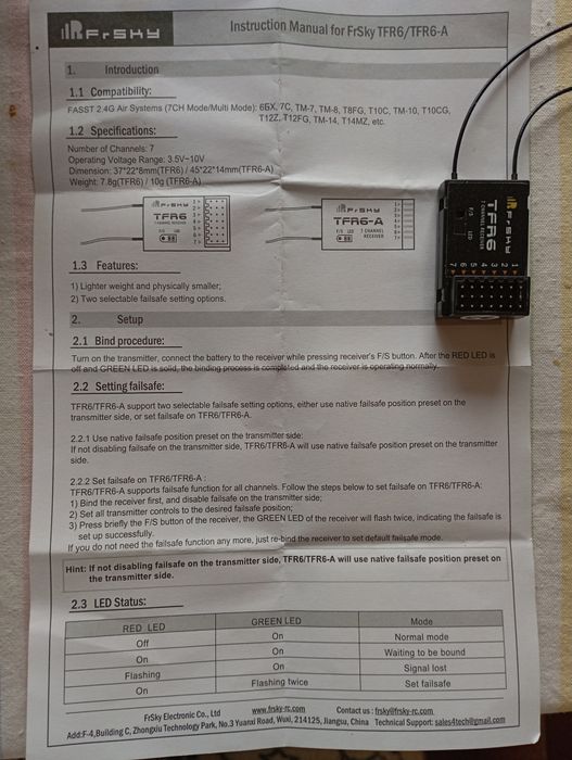 Recetor FrSKy para rádio