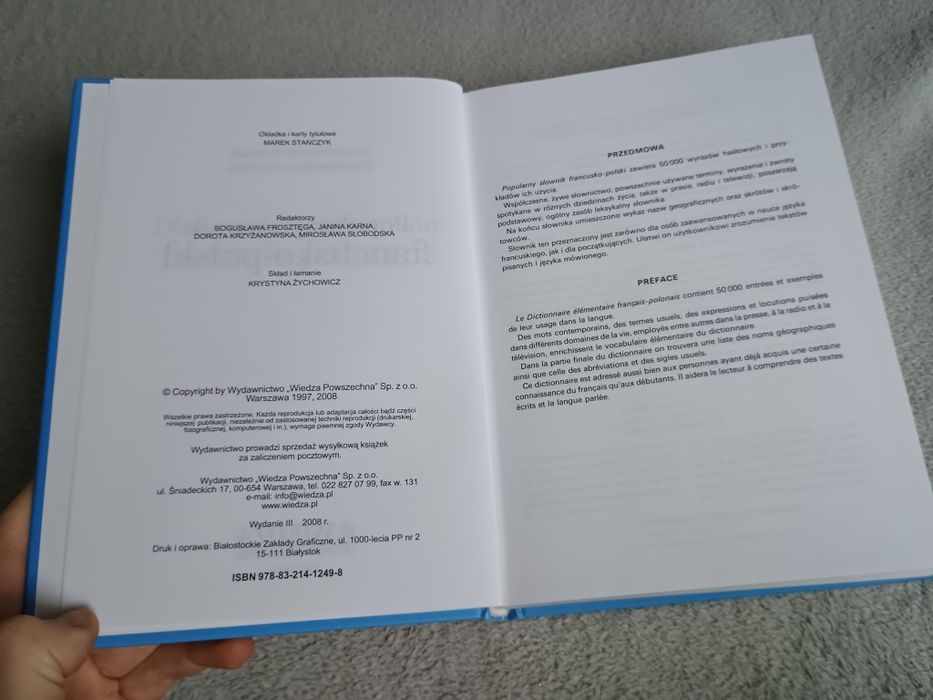 Słownik FRANCUSKO-POLSKI A-Z (50 000 słów) w twardej oprawie