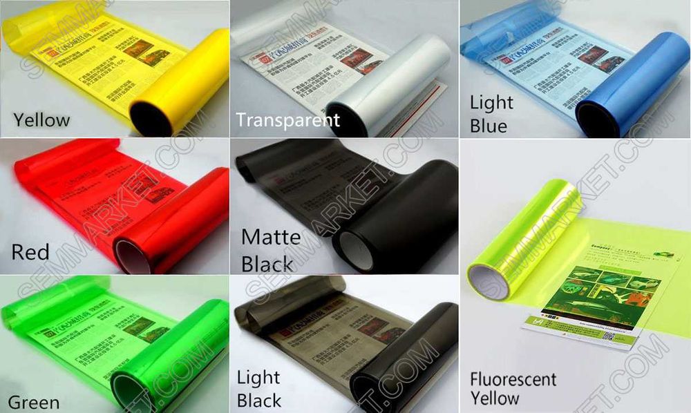 Автоплівка Annhao кольорова захисна бронеплівка на фари 30–40 см