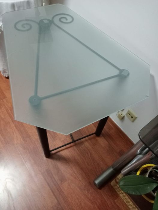 Secretaria vidro com mesa de apoio para impressora