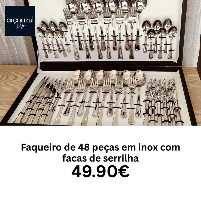 Faqueiro de 48 Peças de Inox Riga By Arcoazul