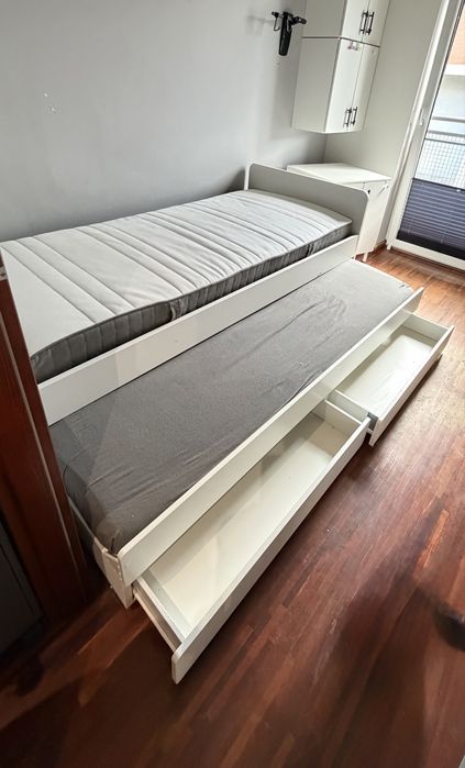 Lóżko podwojne Ikea Slakt z szufladami
