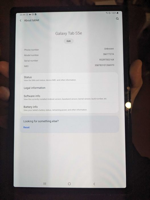 Samsung Galaxy TAB S5e SM-T727A акб батарея 96 %