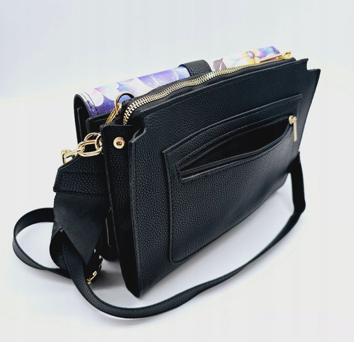 Torebka listonoszka Massimo Contti skóra ekologiczna czarna na ramię