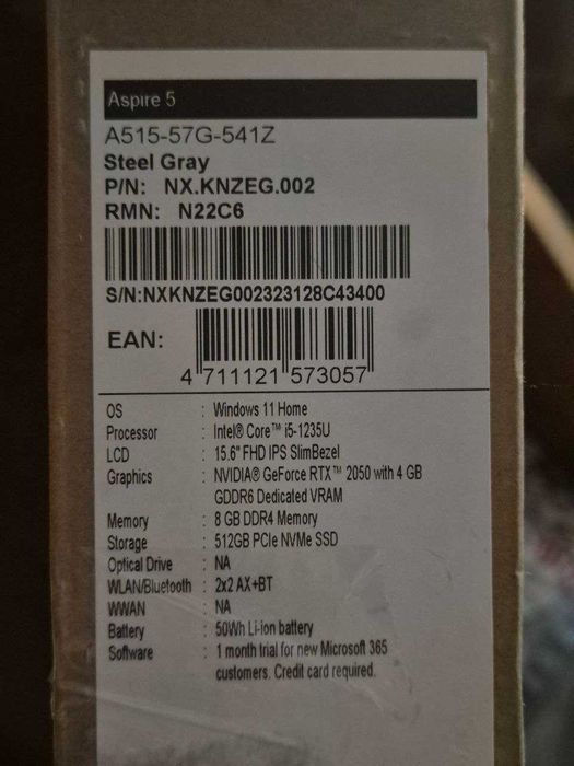 Ноутбук Acer aspire 5 a515-57g-541z під ремонт або як донор