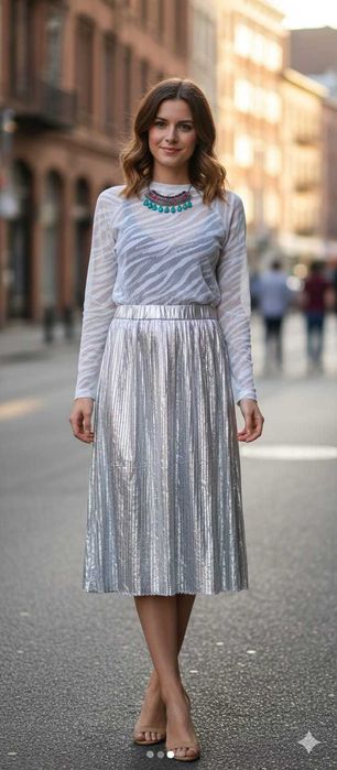 Srebrna spódnica plisowana Reserved