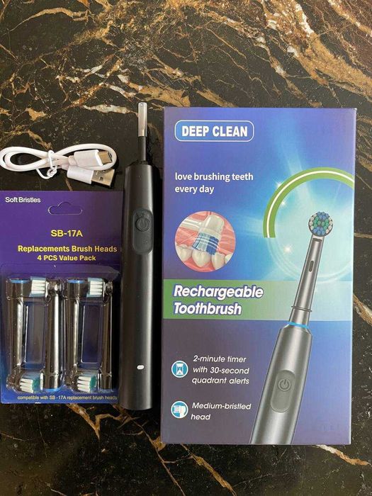 Електрична обертальна зубна щітка Deep clean з комплектом насадок