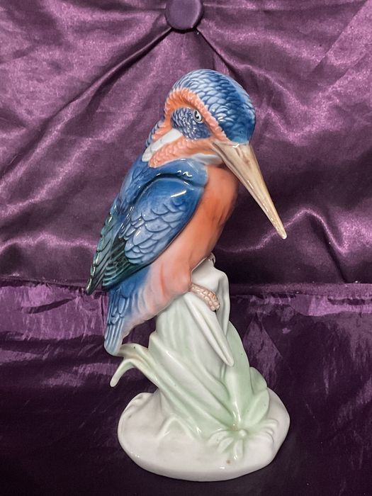 Ave kingfisher vista alegre porcelana pintura manual 17 cm