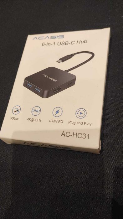 Adapter USB-C 6w1 ACASIS HDMI 4K, 100W PD czarny okazja