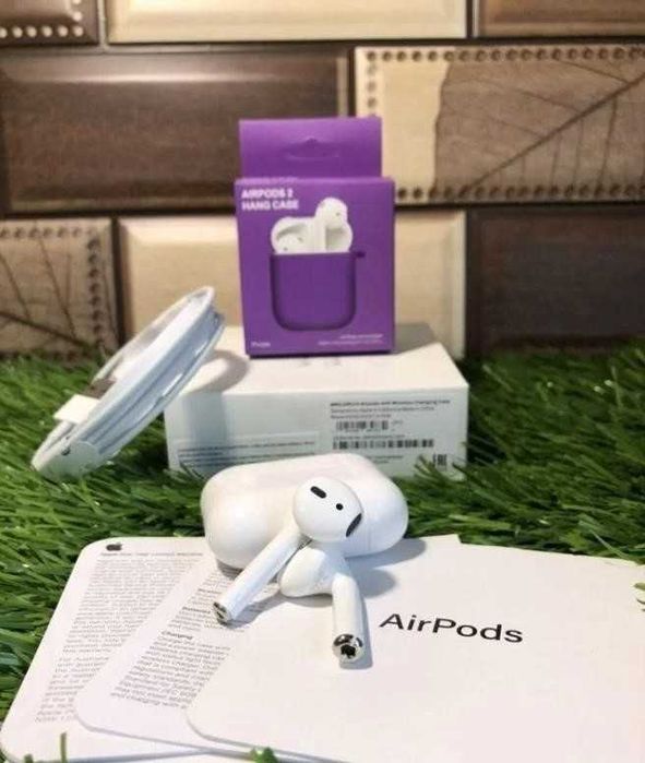 Наушники Airpods 2 Макс качество!! 1в1 с + чехол в подарок