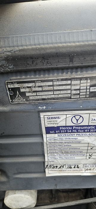 Silnik deutz  f4l 1011 F sprężarka srubowa 5 m3