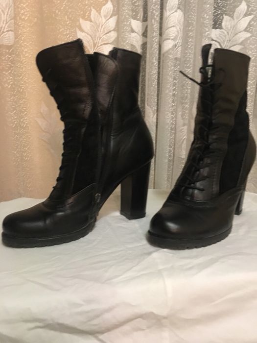 Зимние кожаные сапоги ботинки