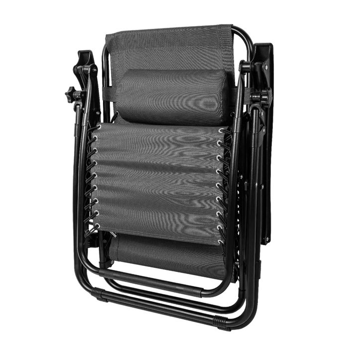 Leżak Składany Zero Gravity czarny ogrodowy zestaw 2 sztuki lekki